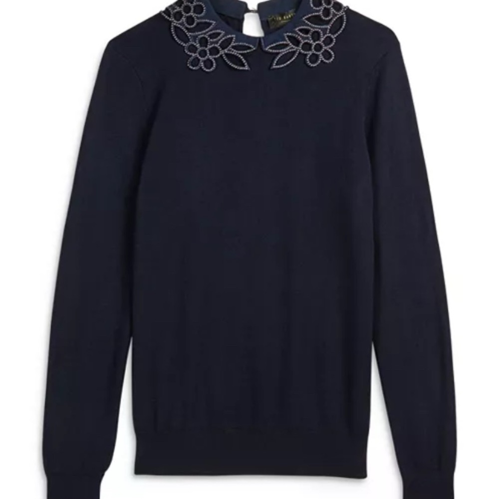 Ted Baker Azaleo Embellished Collar Sweater - EUC